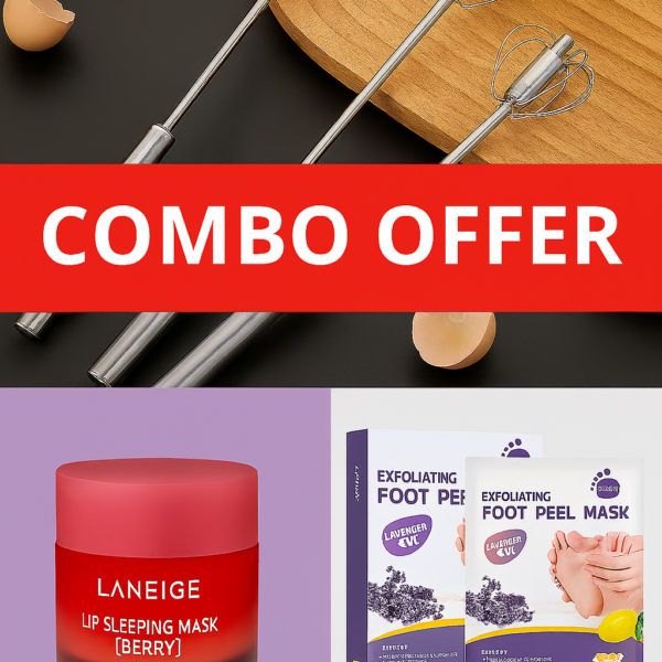 3 in 1 Combo Offer : সেমি -অটোমেটিক বিটার + ফুট পিল মাস্ক + Laneige লিপ স্লিপিং মাস্ক ৩ গ্রাম